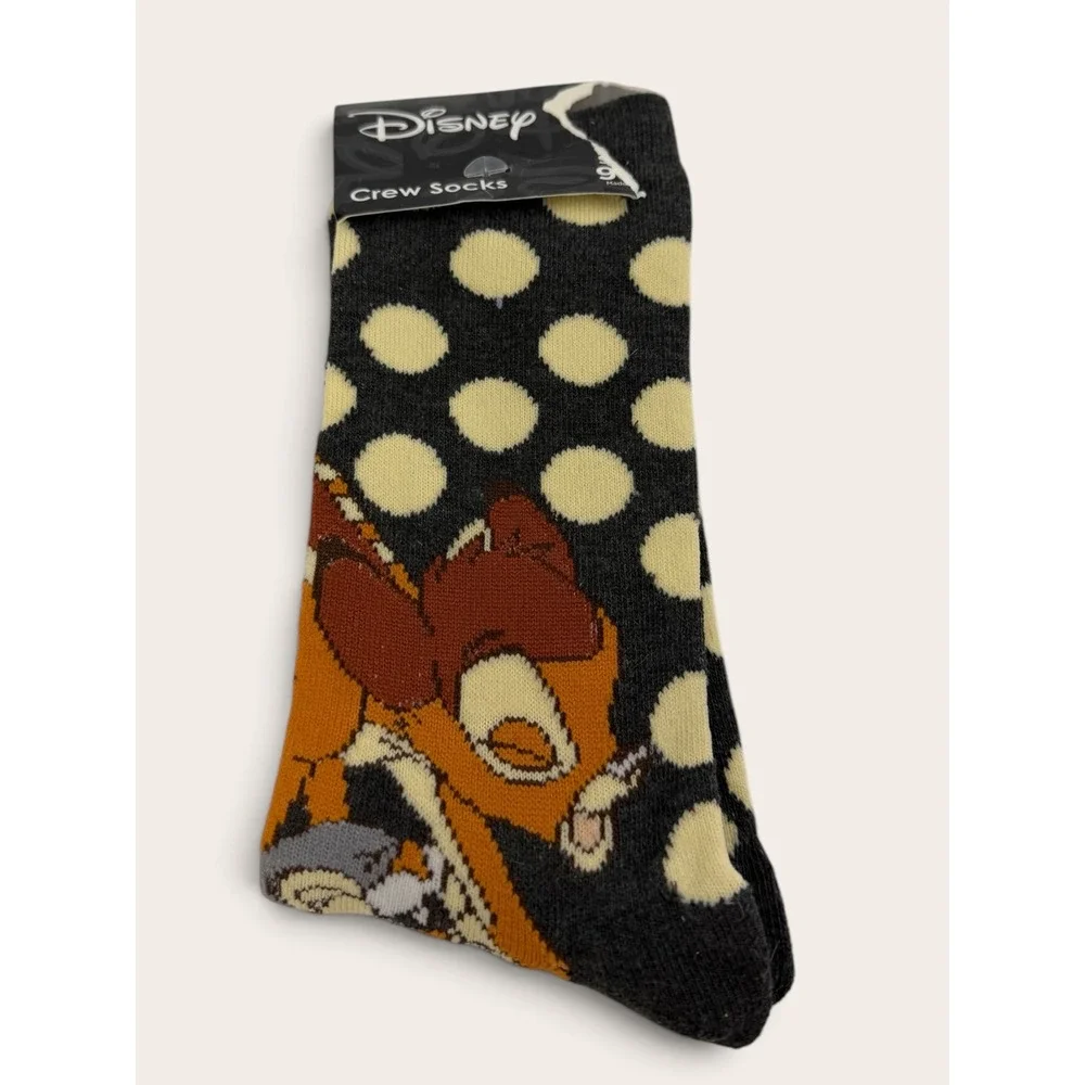 Disney Bambi Eeyore Crew Socks Charcoal Grey Polka Dot Size 9-11 NWT Novelty